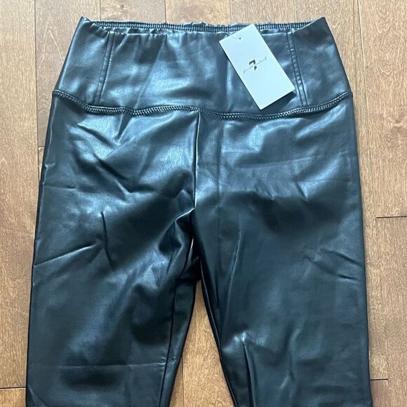 NWT 7 For All Mankind Black Faux Leather Leggings - Picture 5 of 7